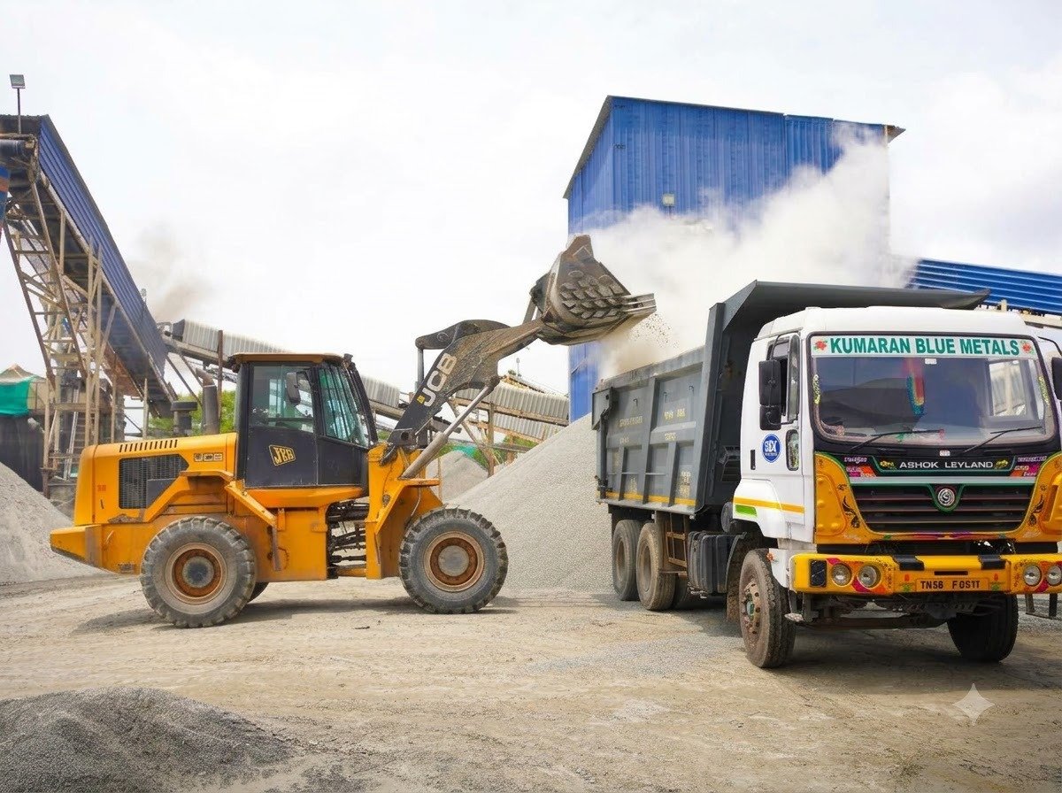 Loading material at the Sri Kumaran Blue Metals yard